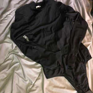 Sheer Mesh Mock Neck Long Sleeve Bodysuit